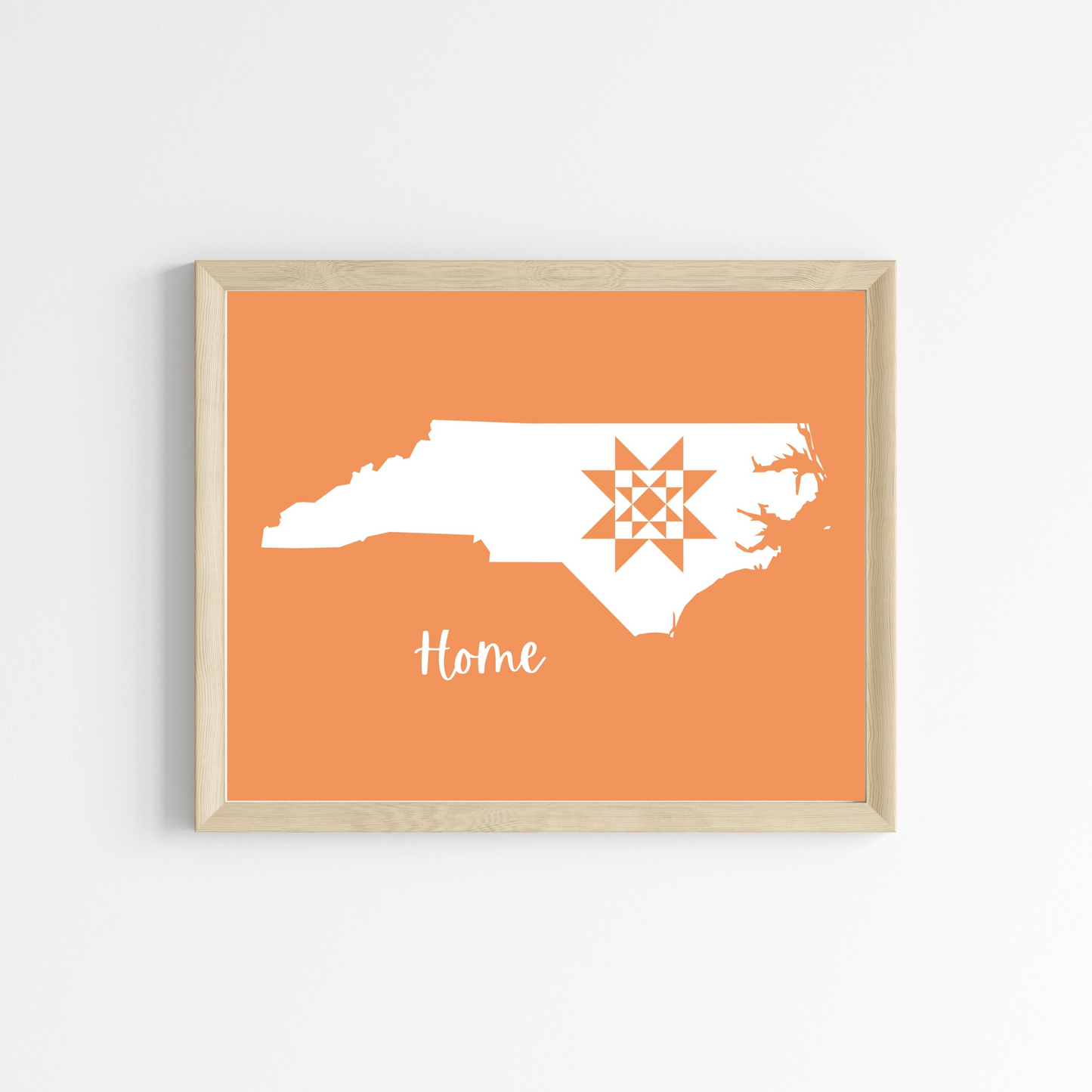 North Carolina Home Quilt Star 8x10 Wall Art Print - Choose Your Color