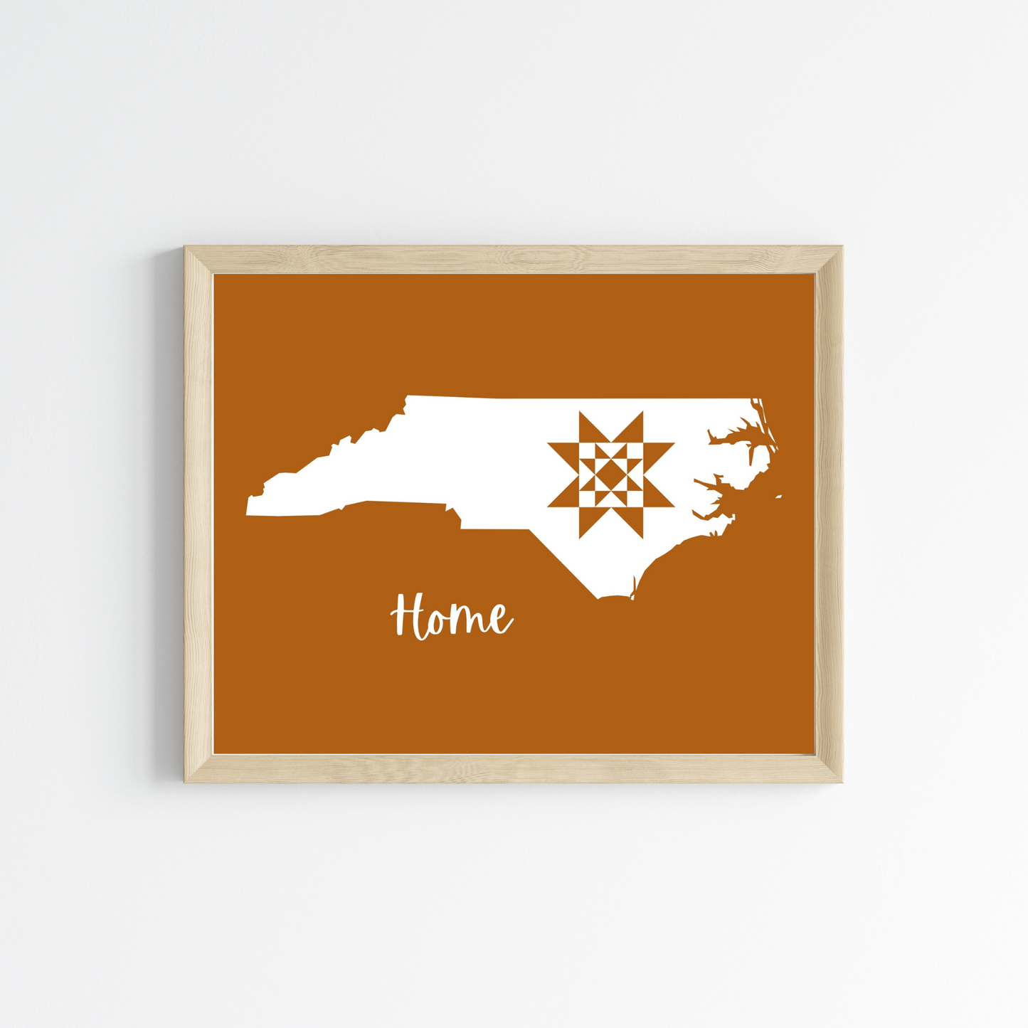 North Carolina Home Quilt Star 8x10 Wall Art Print - Choose Your Color