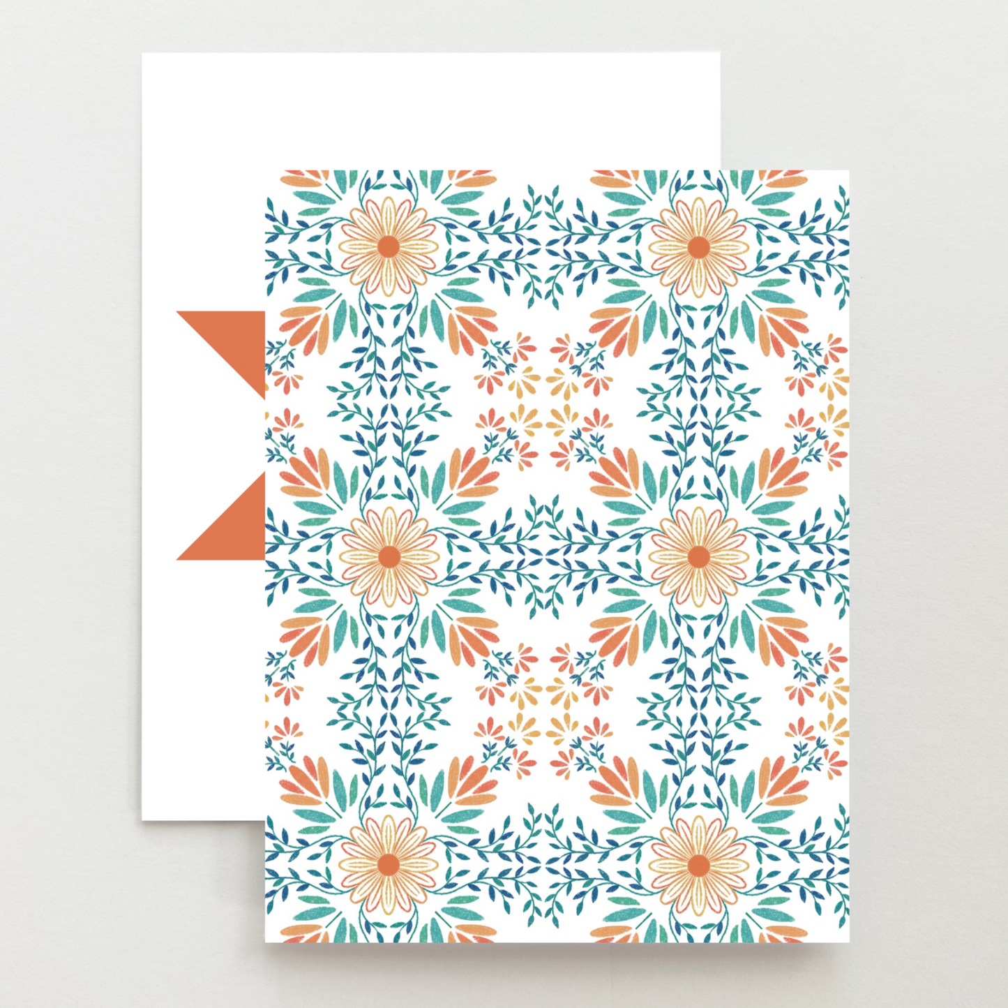 Orange Floral 1 Quilt Star Card