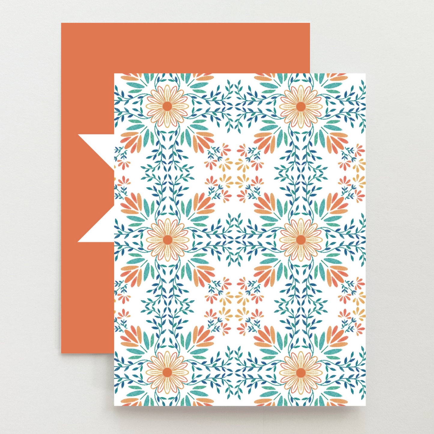 Orange Floral 2 Quilt Star Card