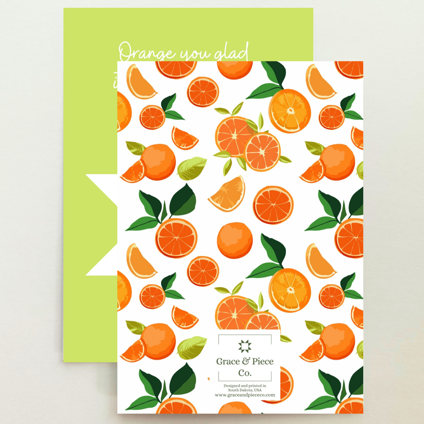 Quilt Star Oranges Birthday Card