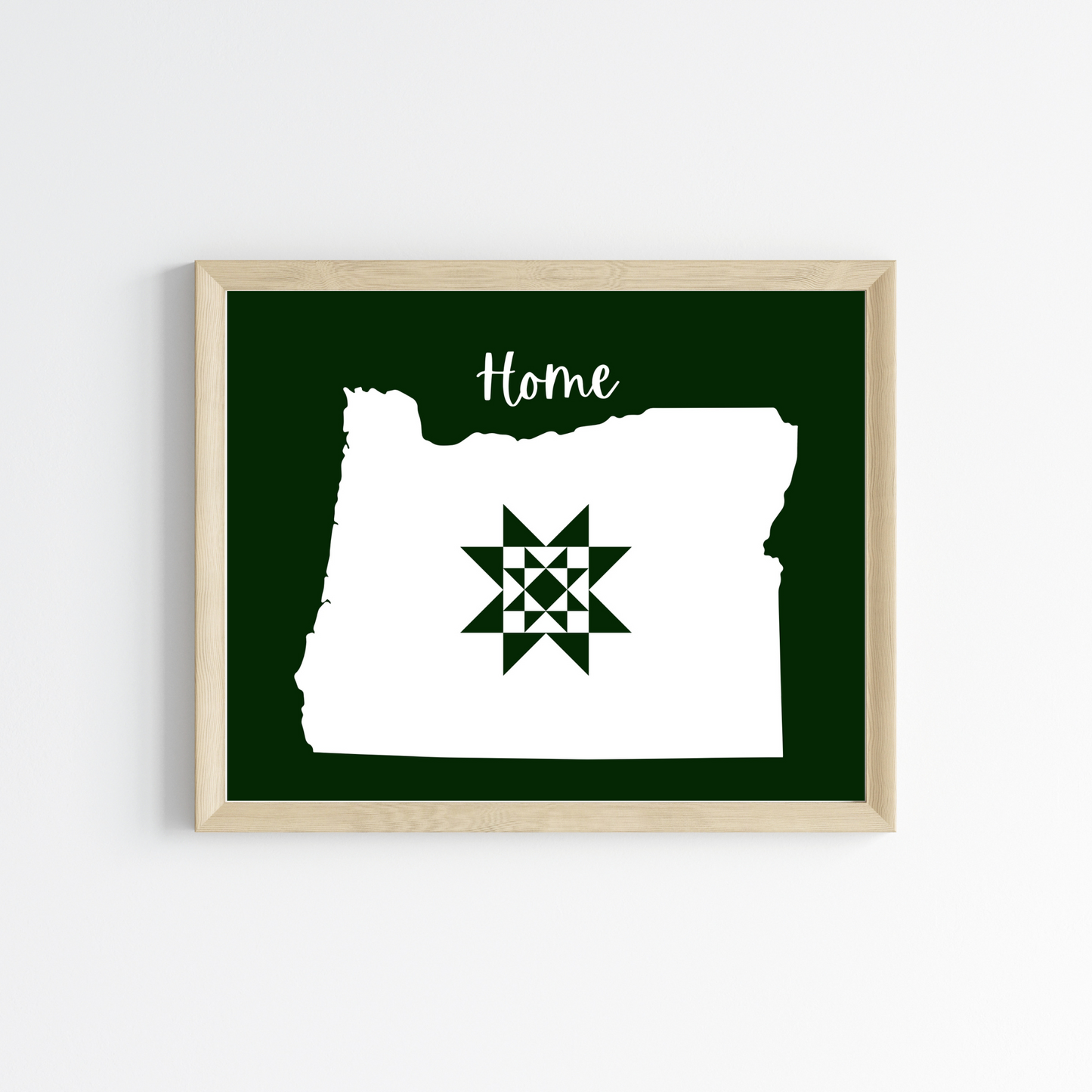 Oregon Home Quilt Star 8x10 Wall Art Print - Choose Your Color