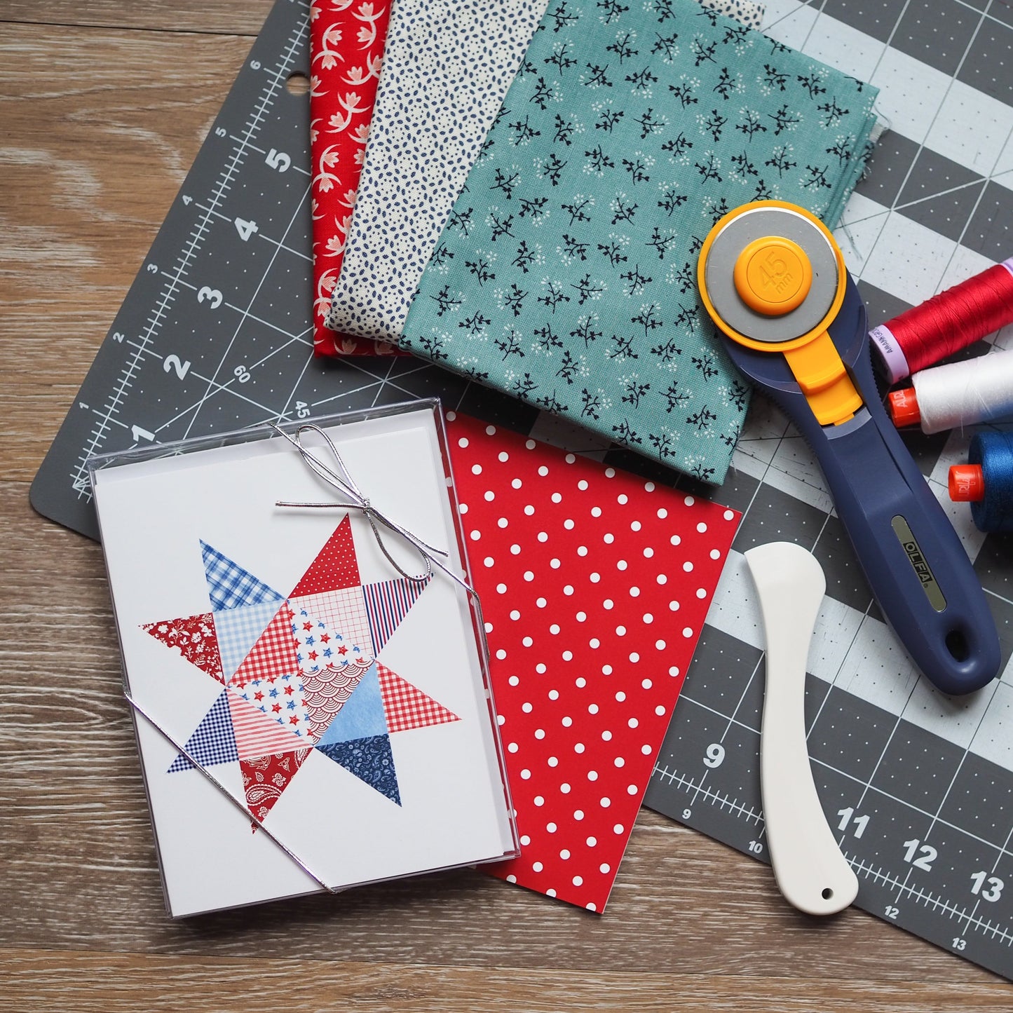 Patriotic Patchwork Quilt Star Card