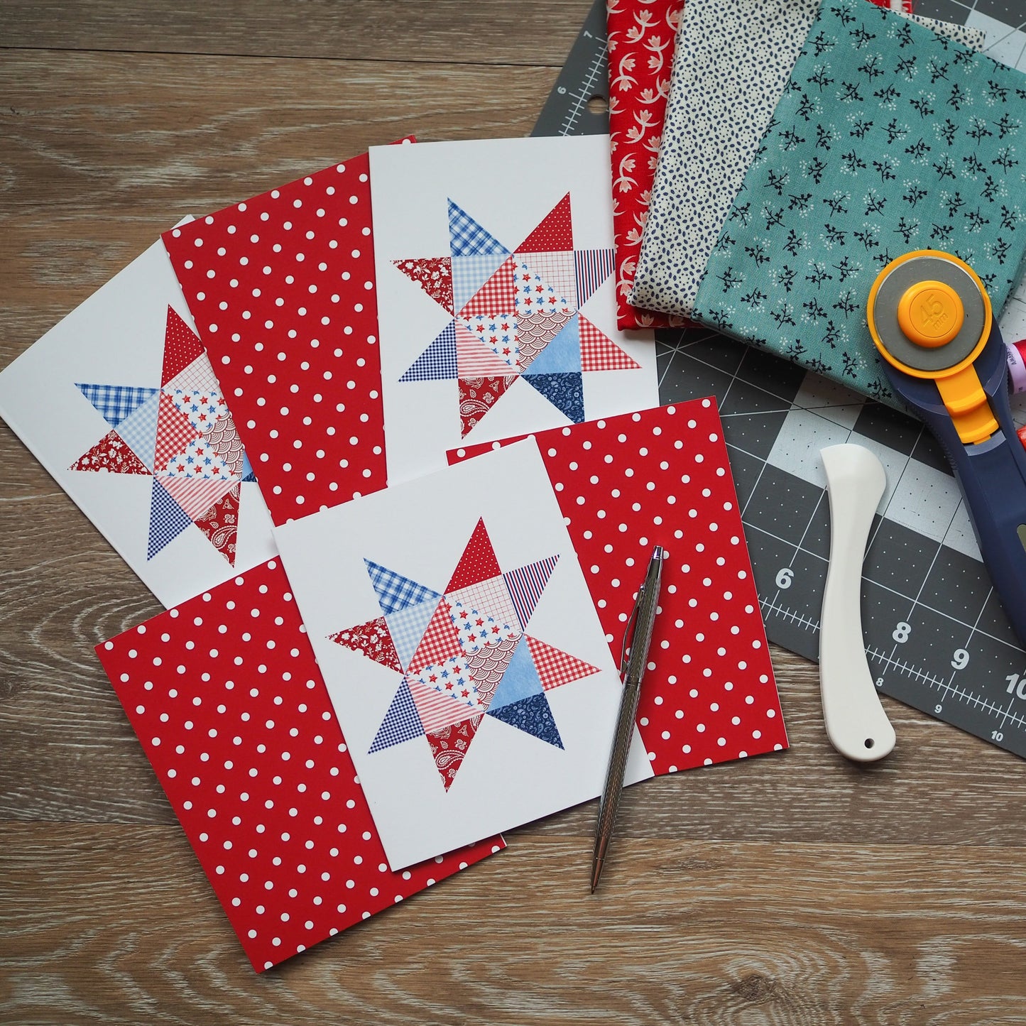 Patriotic Patchwork Quilt Star Card