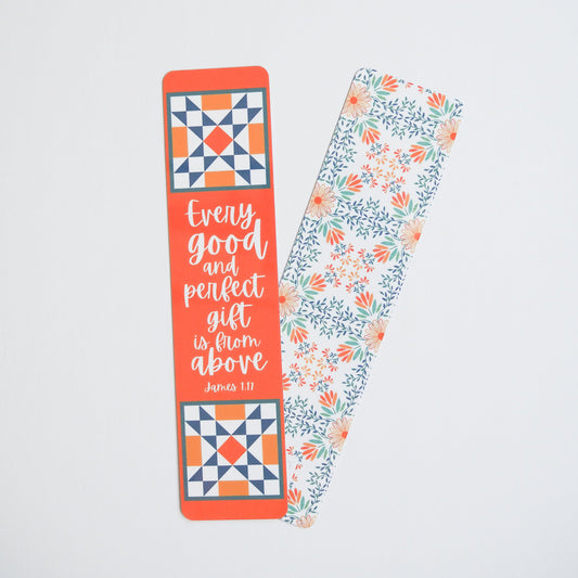 Orange and Blue Bible Verse Laminated Bookmark