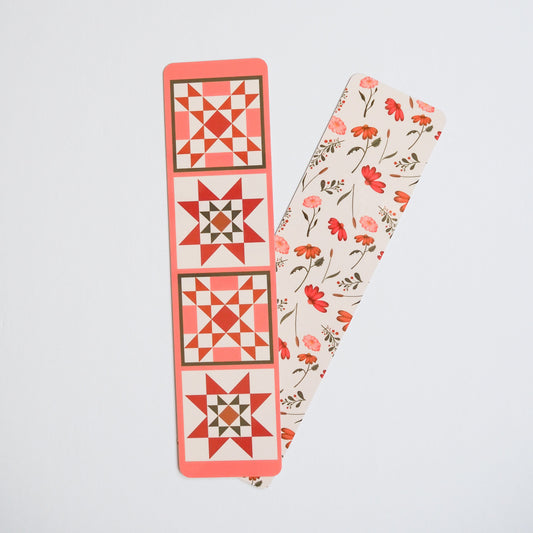 Pink Quilt Block Laminated Bookmark