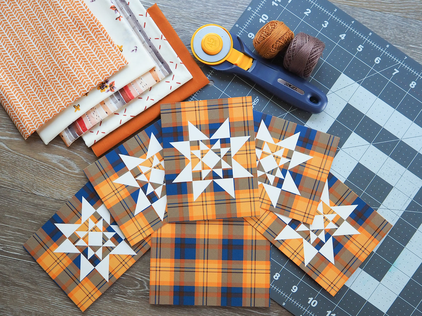 Flannel Mustard Yellow Quilt Star Card