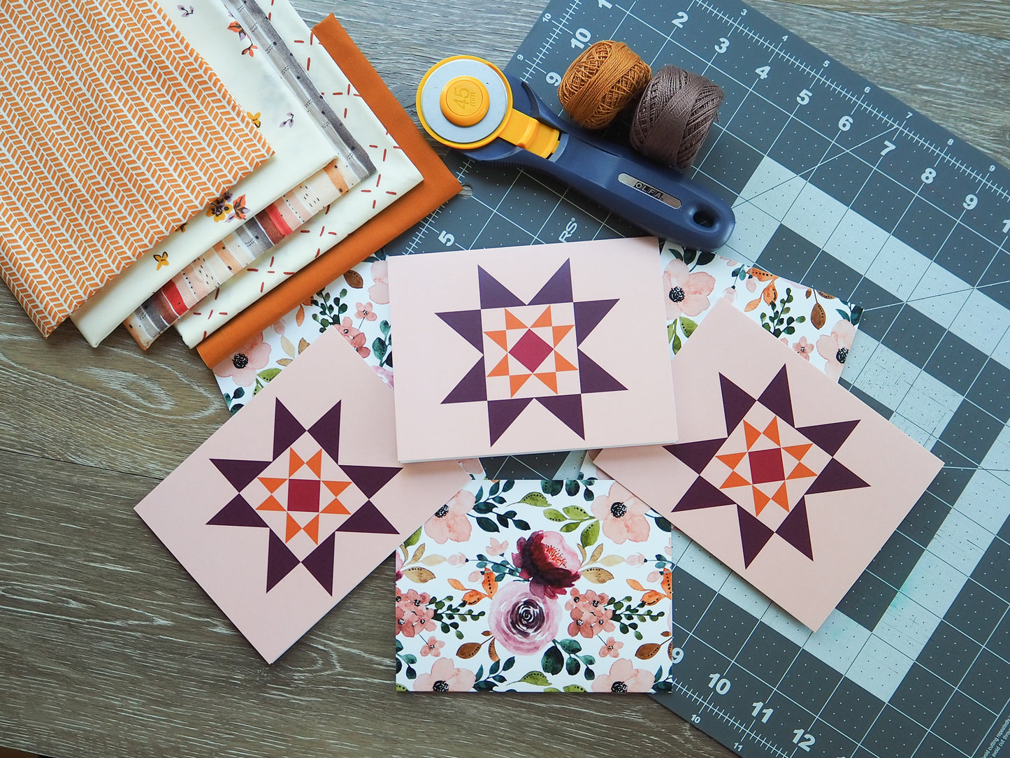 Plum Floral 1 Quilt Star Card