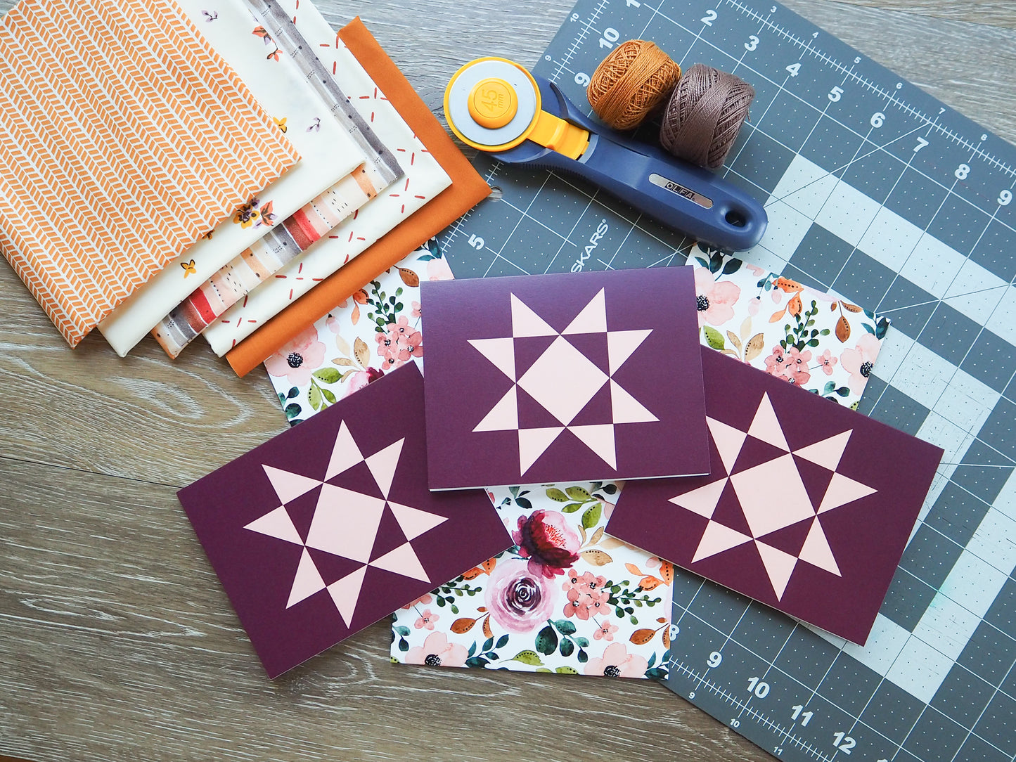 Plum Floral 2 Quilt Star Card