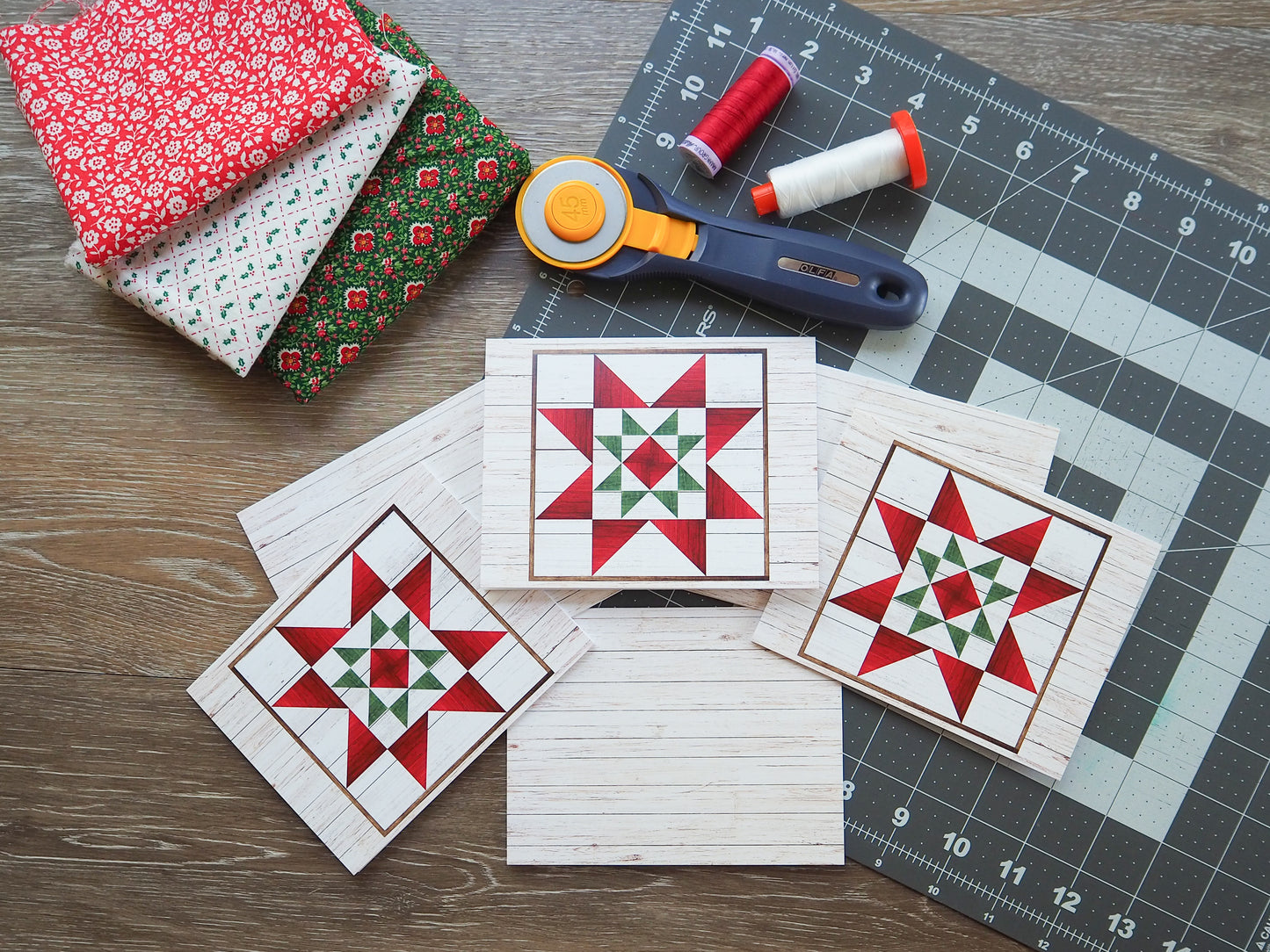 Christmas Barn Quilt Star Card