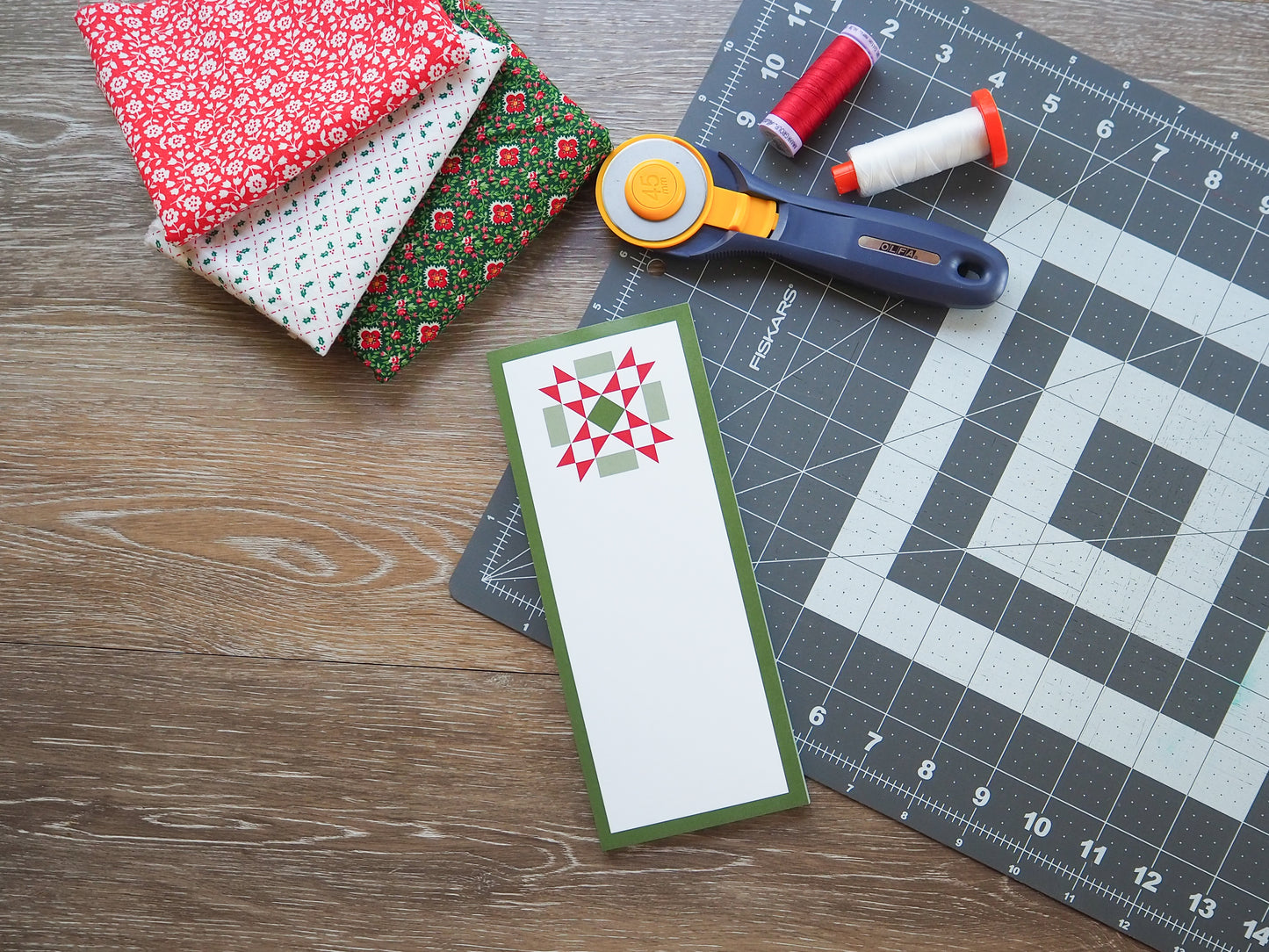 Christmas Quilt Block Refrigerator Notepad