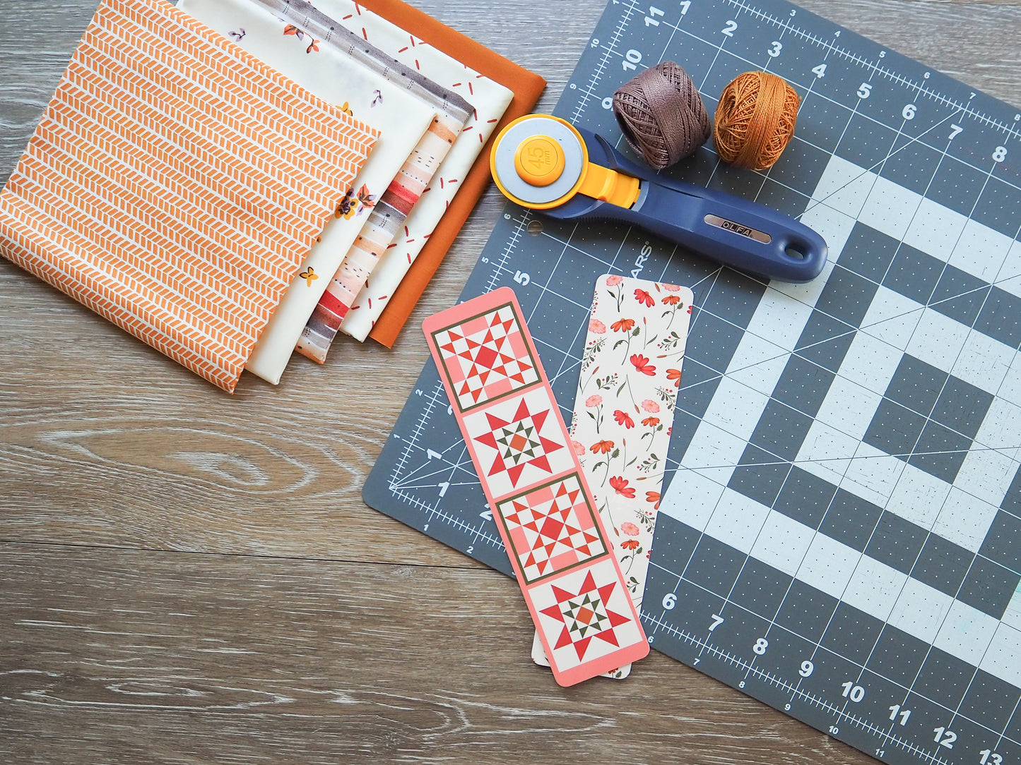 Pink Quilt Block Laminated Bookmark