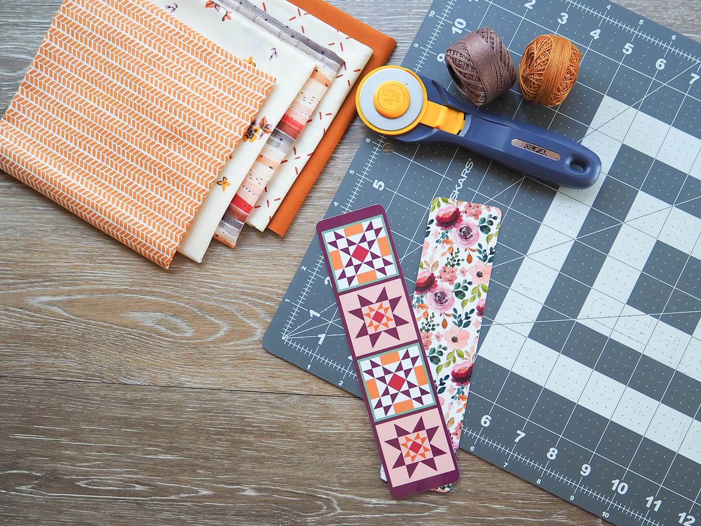 Plum Quilt Block Laminated Bookmark