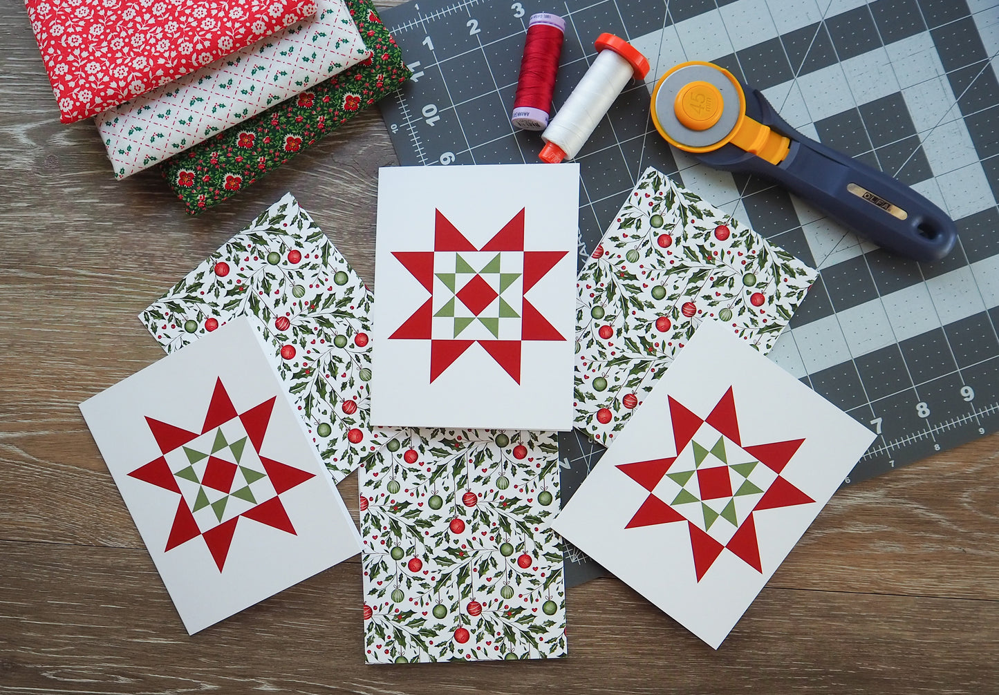 Christmas White Quilt Star Card