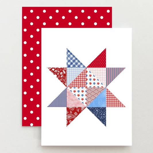 Patriotic Patchwork Quilt Star Card