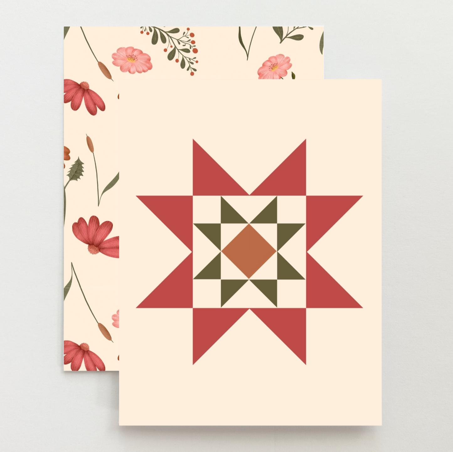 Pink Floral 1 Quilt Star Card