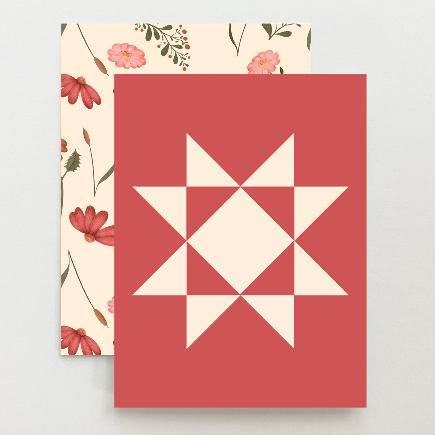 Pink Floral 2 Quilt Star Card