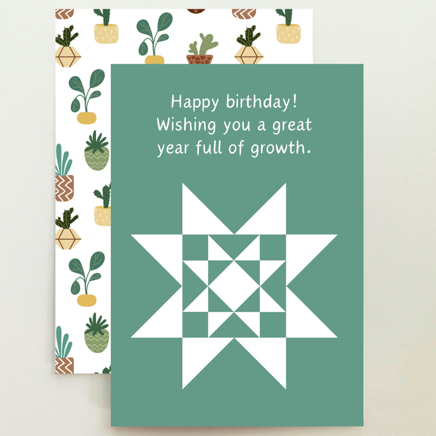 Quilt Star Plants Birthday Card