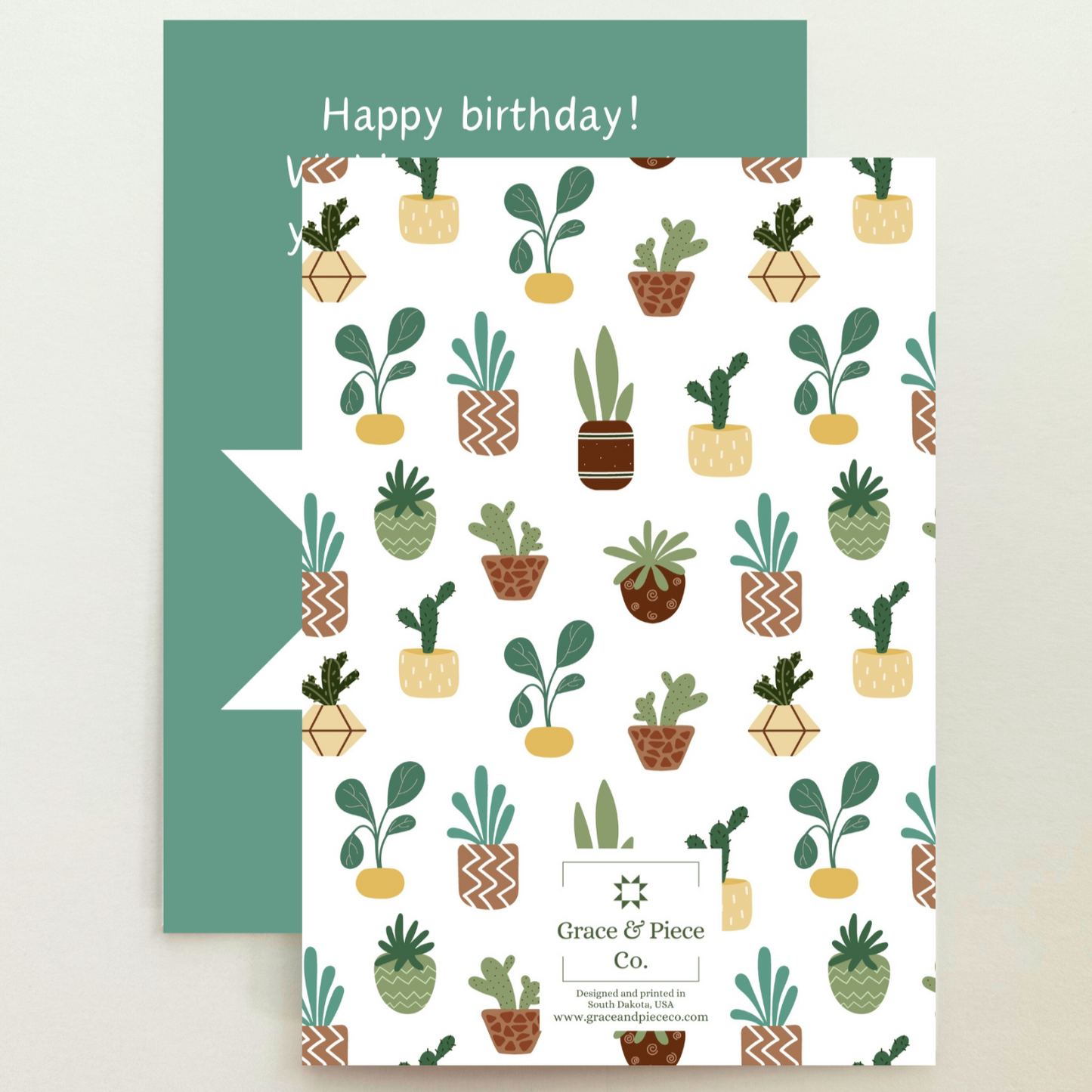 Quilt Star Plants Birthday Card