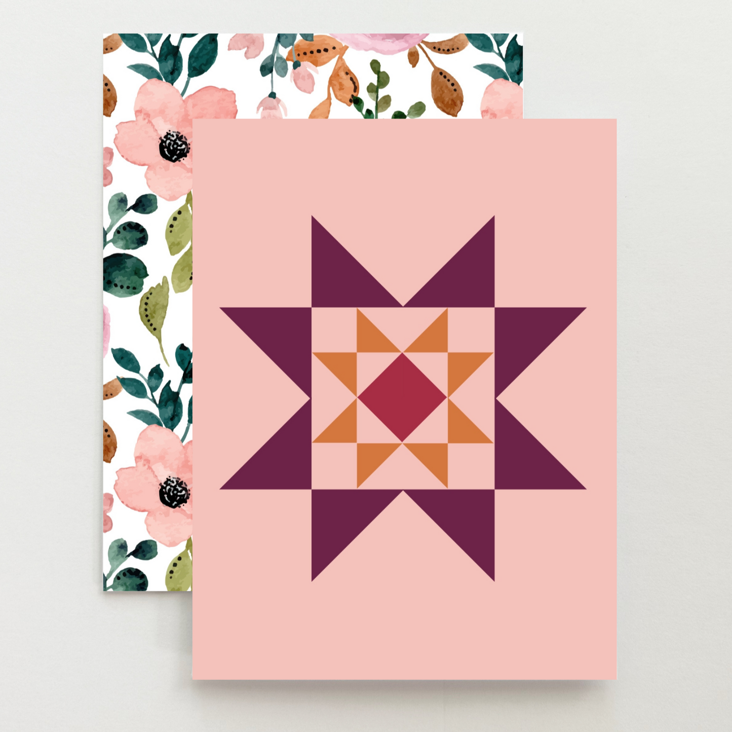 Plum Floral 1 Quilt Star Card