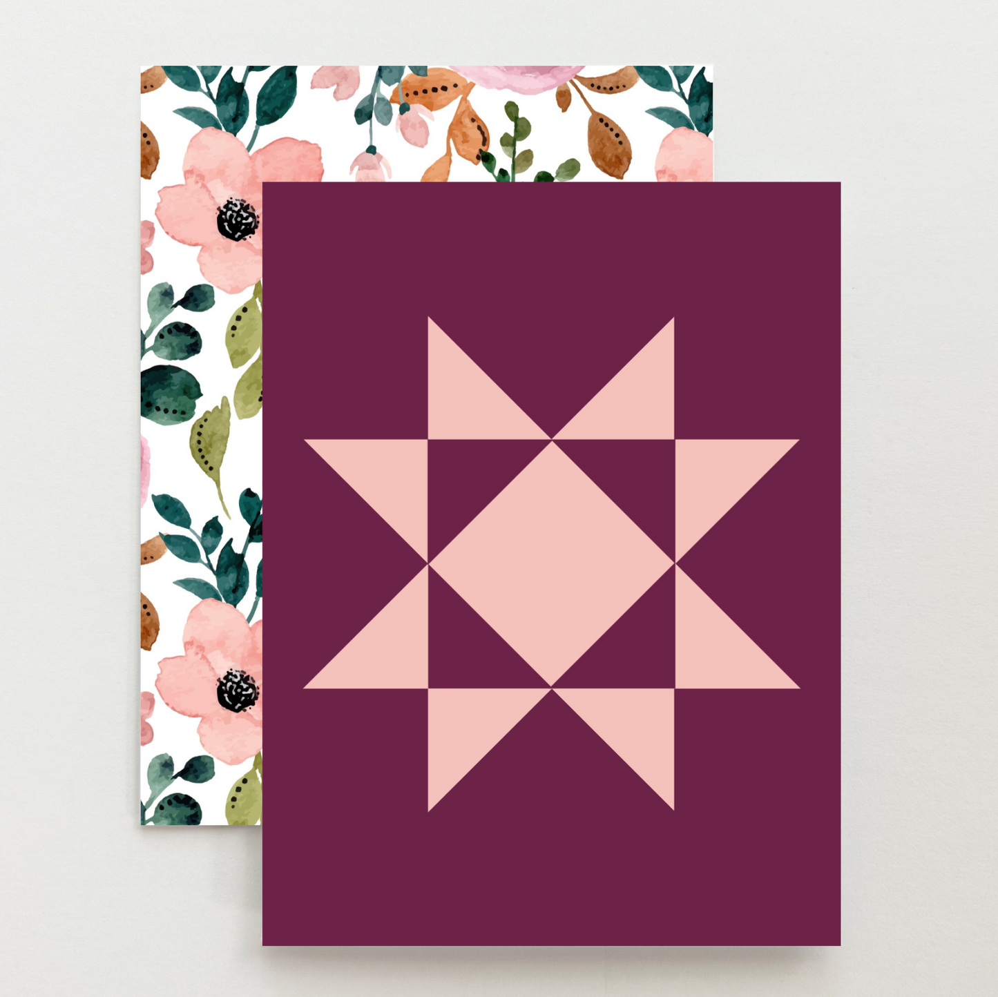 Plum Floral 2 Quilt Star Card