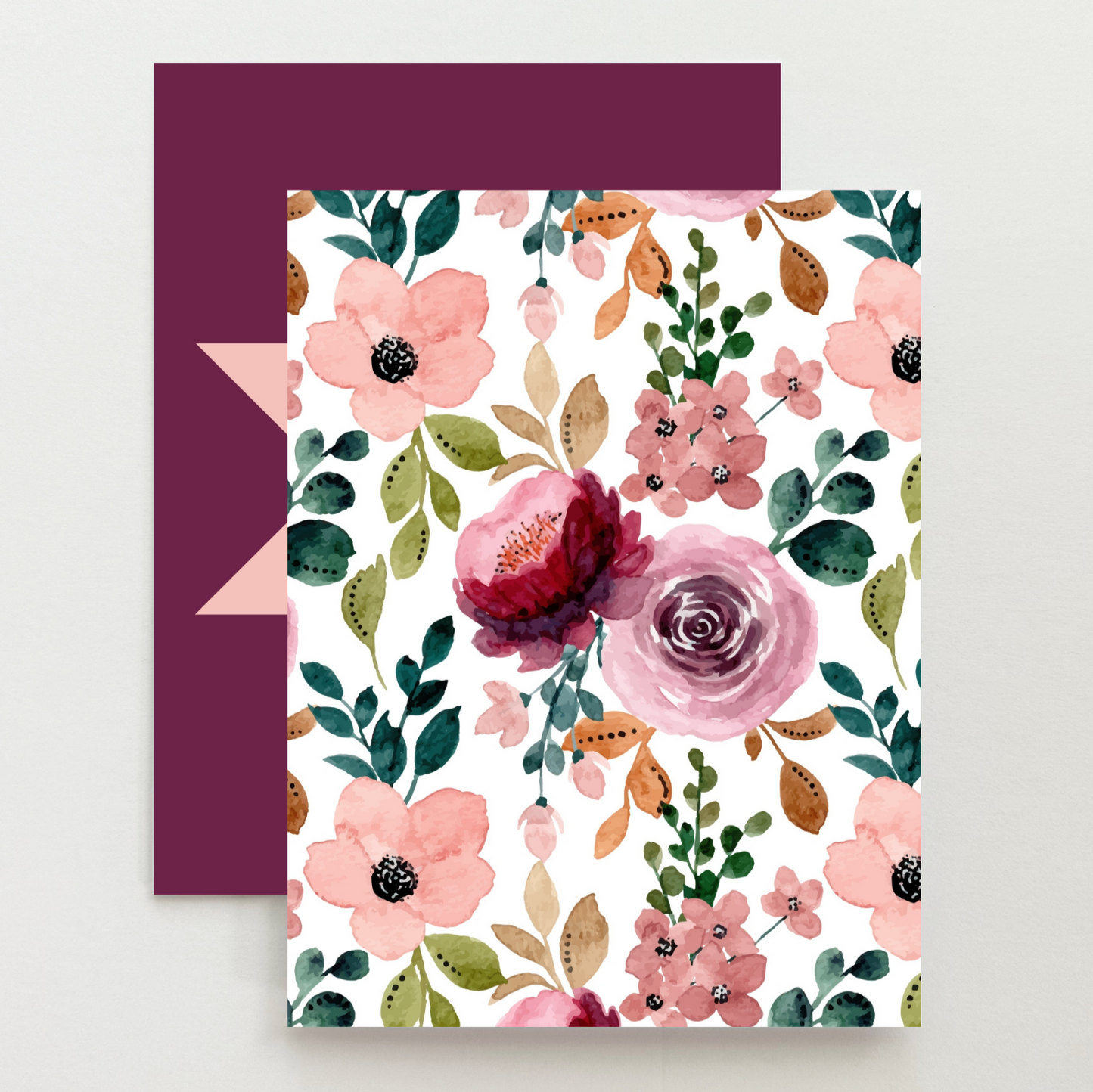 Plum Floral 2 Quilt Star Card