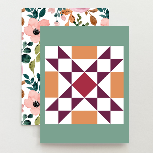 Plum Floral 3 Quilt Block Card