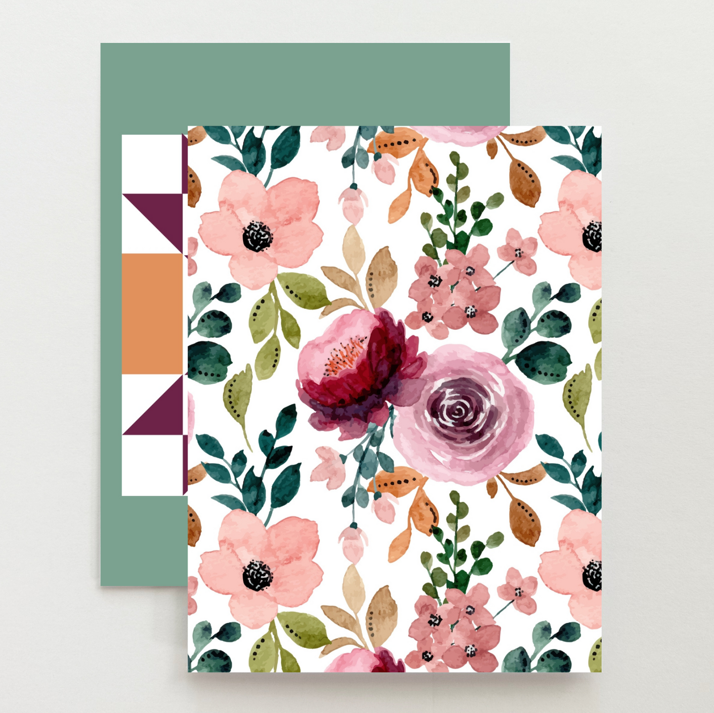 Plum Floral 3 Quilt Block Card