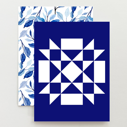 Blue Floral Quilt Block Card