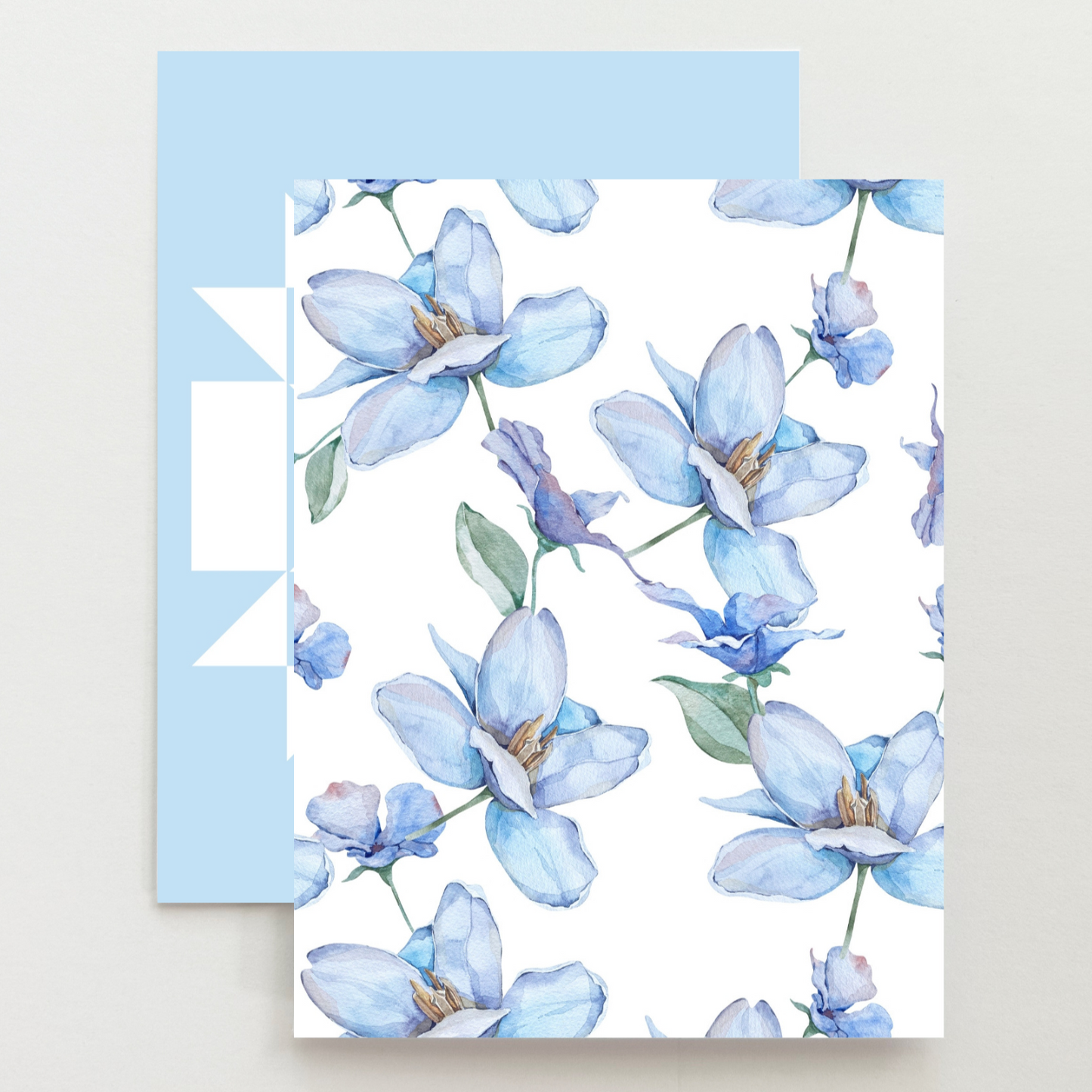 Light Blue Floral Quilt Block Card