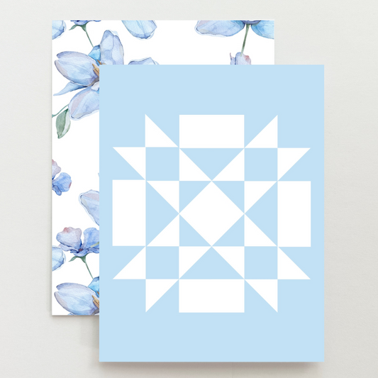 Light Blue Floral Quilt Block Card