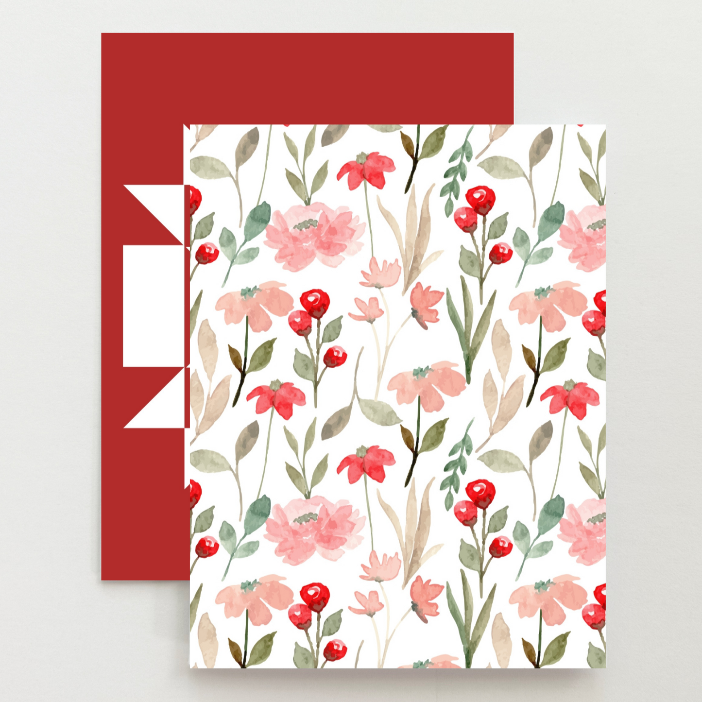 Red Floral Quilt Block Card