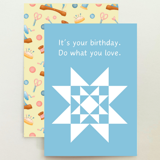 Quilt Star Sewing Birthday Card