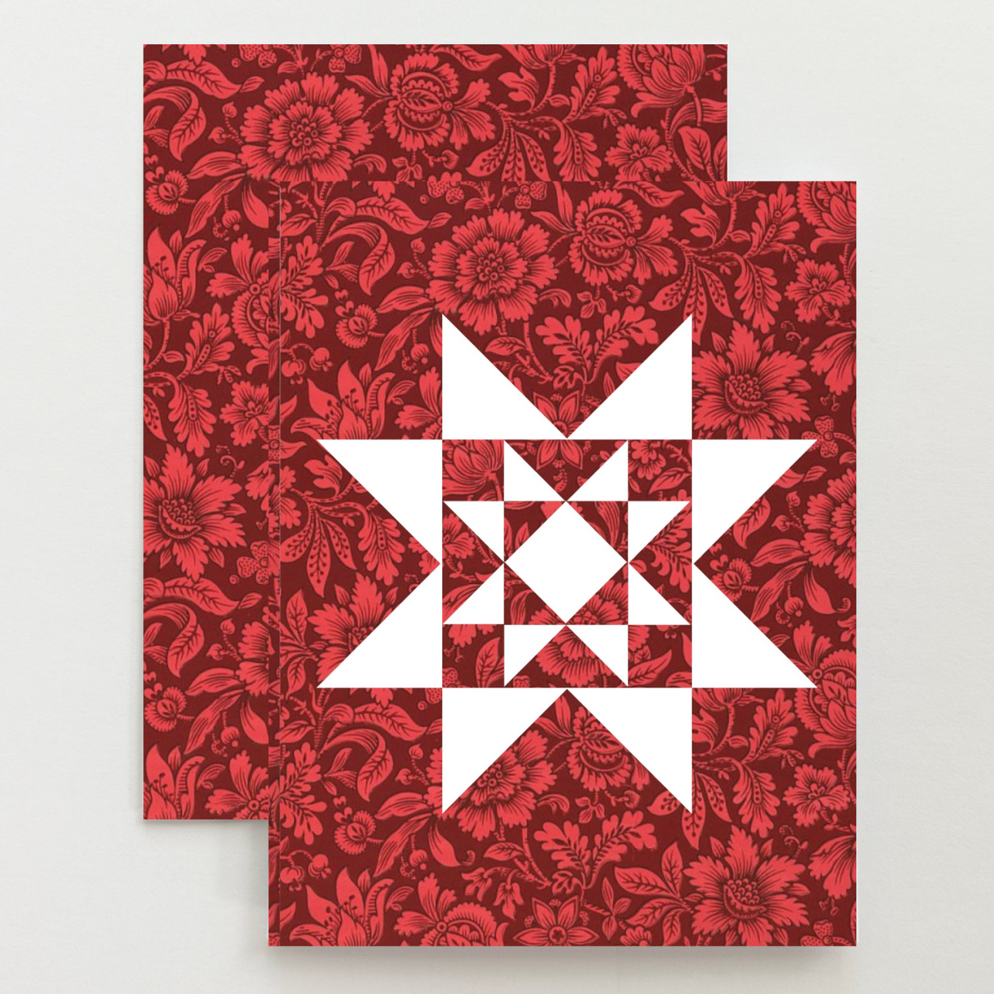 Red Vintage Quilt Star Card