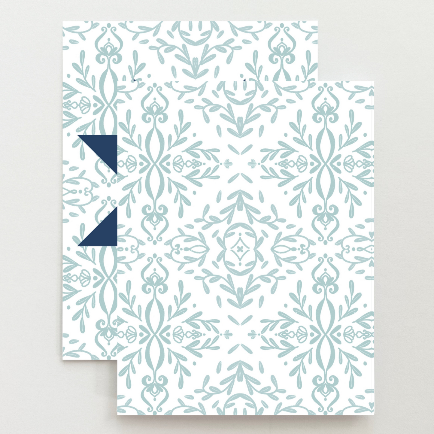 White and Aqua Vintage Quilt Star Card