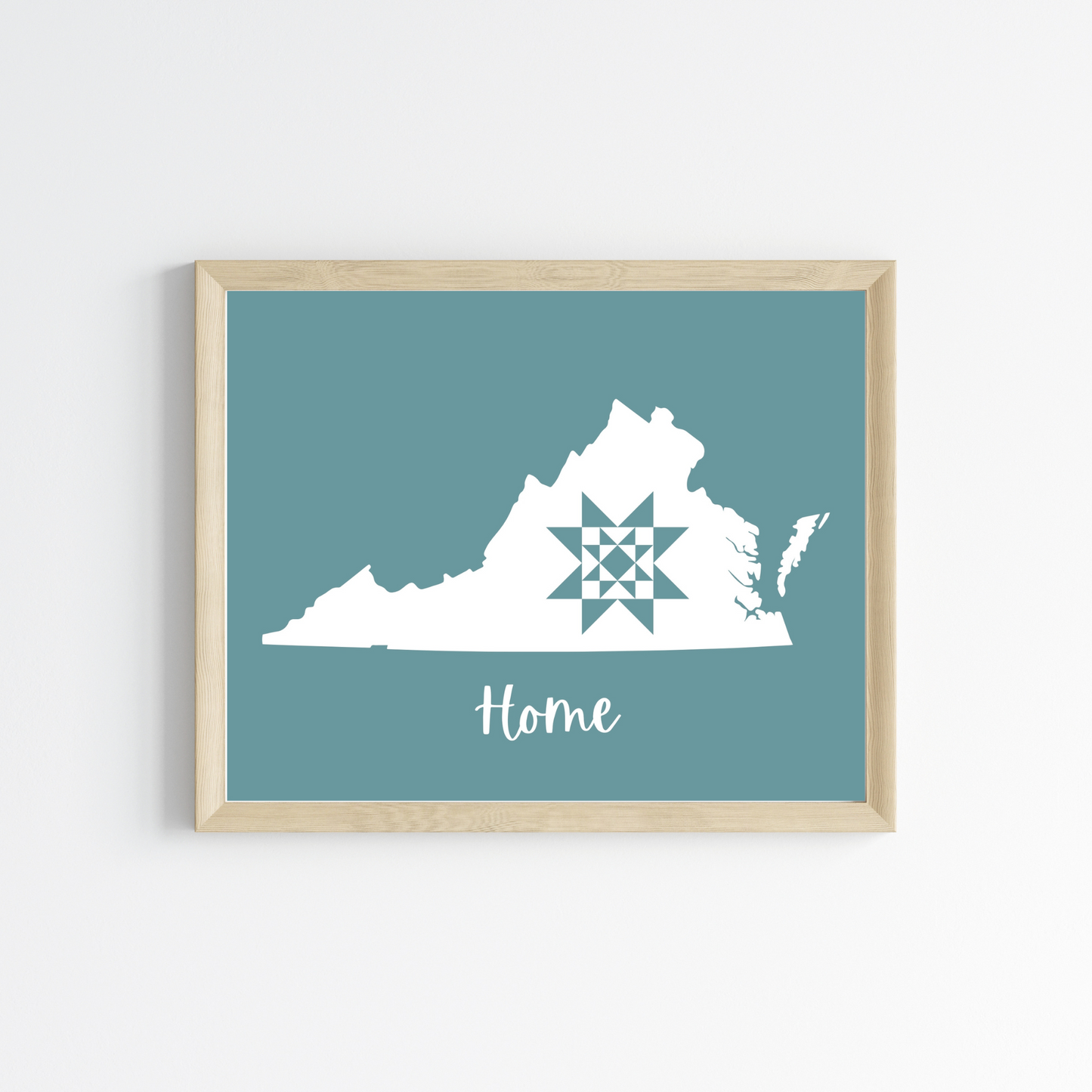 Virginia Home Quilt Star 8x10 Wall Art Print - Choose Your Color