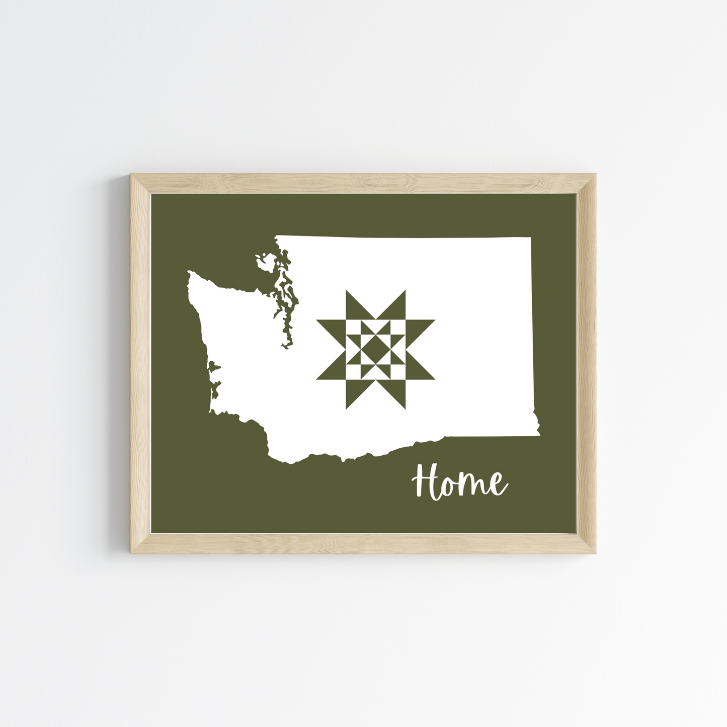 Washington Home Quilt Star 8x10 Wall Art Print - Choose Your Color