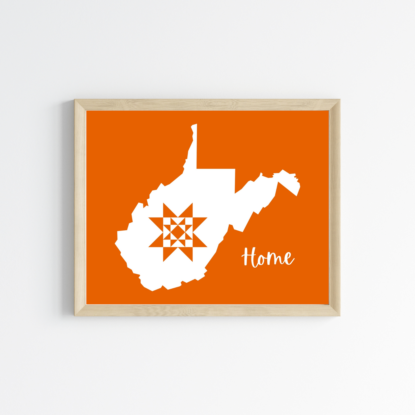 West Virginia Home Quilt Star 8x10 Wall Art Print - Choose Your Color