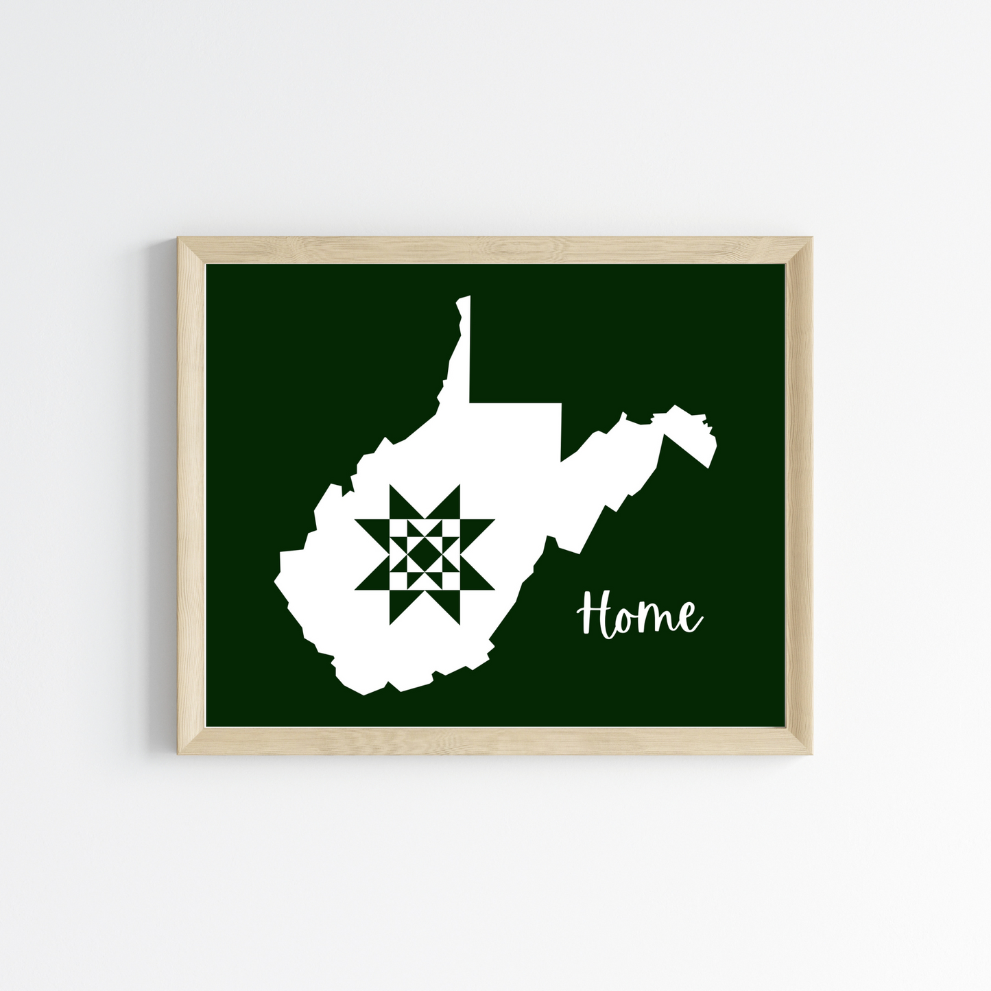 West Virginia Home Quilt Star 8x10 Wall Art Print - Choose Your Color