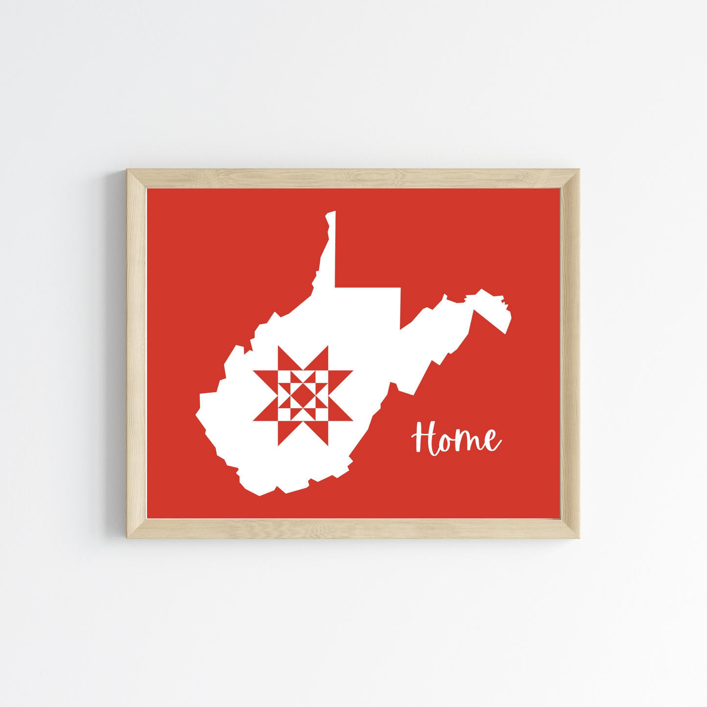 West Virginia Home Quilt Star 8x10 Wall Art Print - Choose Your Color