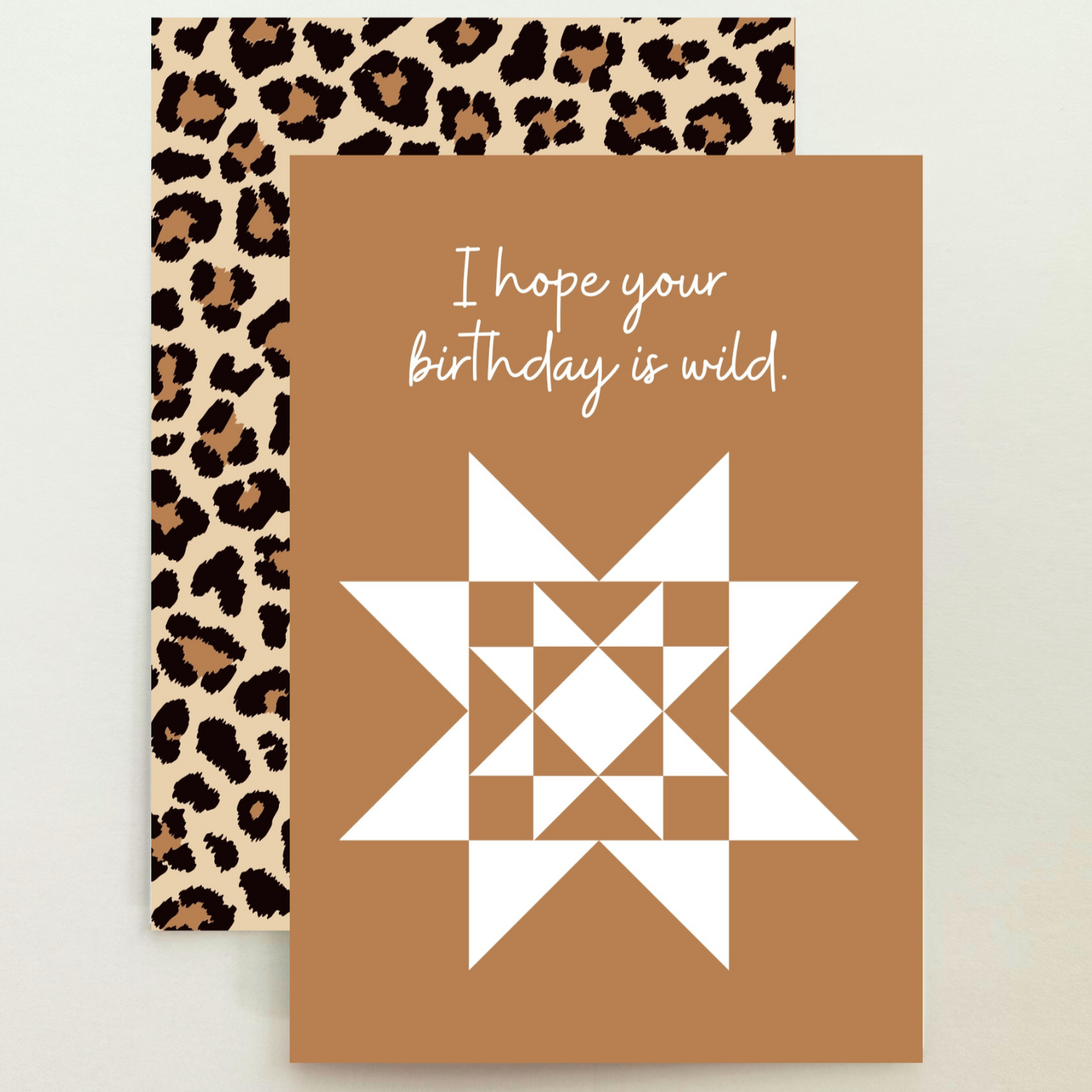 Quilt Star Animal Print Birthday Card