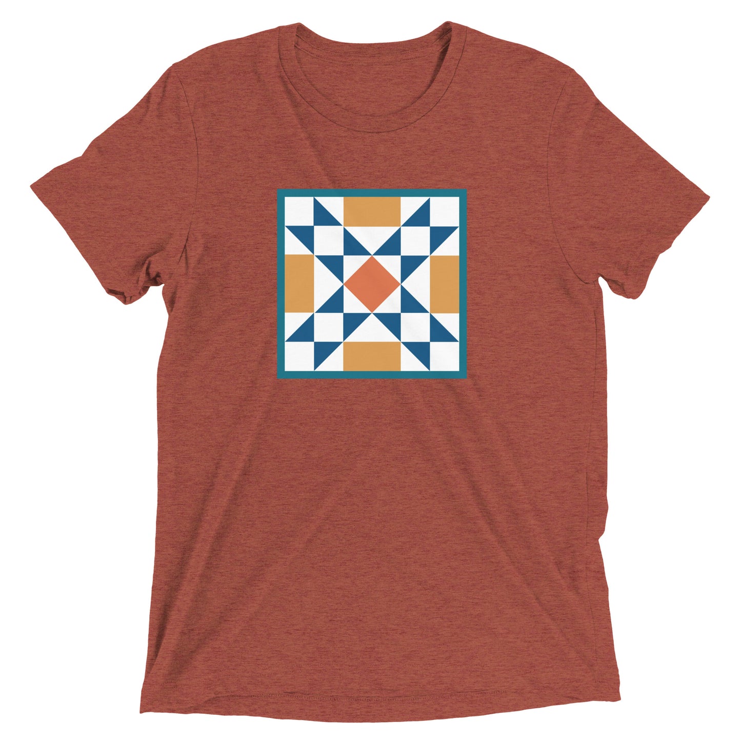 Orange and Blue Quilt Block T-Shirt